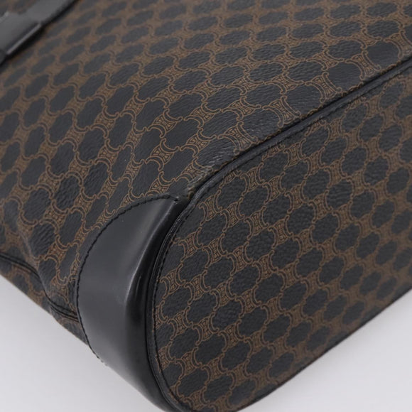 CELINE Macadam Canvas Tote Bag PVC Leather Black Gold Auth 208799V