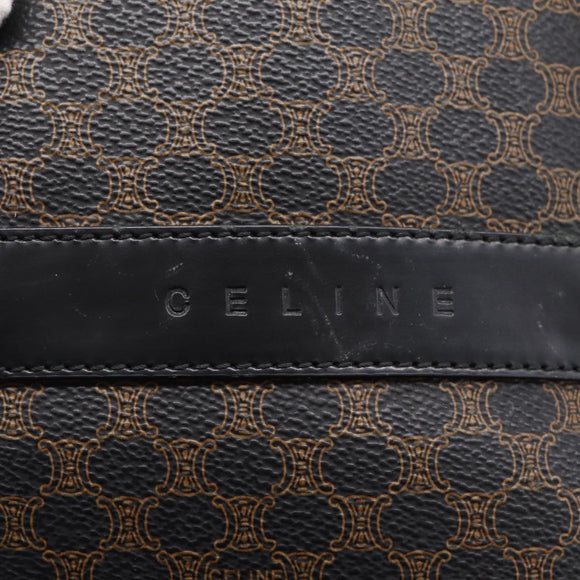 CELINE Macadam Canvas Tote Bag PVC Leather Black Gold Auth 208799V