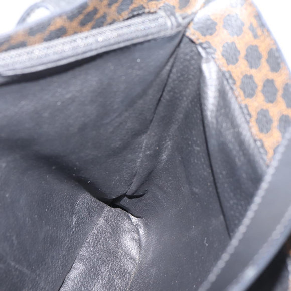 CELINE Macadam Canvas Tote Bag PVC Leather Black Gold Auth 208799V