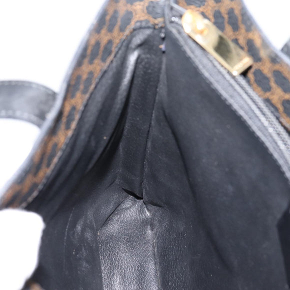 CELINE Macadam Canvas Tote Bag PVC Leather Black Gold Auth 208799V