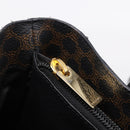 CELINE Macadam Canvas Tote Bag PVC Leather Black Gold Auth 208799V-21