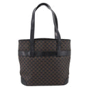 CELINE Macadam Canvas Tote Bag PVC Leather Black Gold Auth 208799V-13