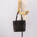 CELINE Macadam Canvas Tote Bag PVC Leather Black Gold Auth 208799V-23