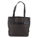 CELINE Macadam Canvas Tote Bag PVC Leather Black Gold Auth 208799V-2