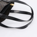 CELINE Macadam Canvas Tote Bag PVC Leather Black Gold Auth 208799V-7