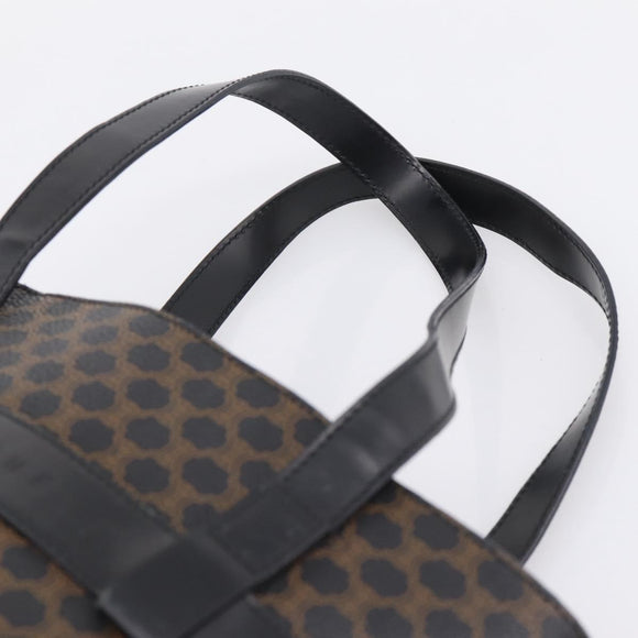 CELINE Macadam Canvas Tote Bag PVC Leather Black Gold Auth 208799V