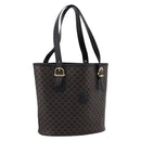CELINE Macadam Canvas Tote Bag PVC Leather Black Gold Auth 208801V-1