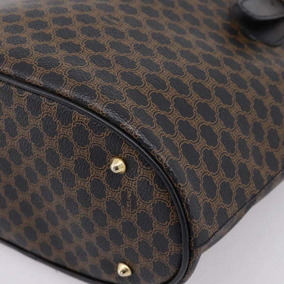 CELINE Macadam Canvas Tote Bag PVC Leather Black Gold Auth 208801V