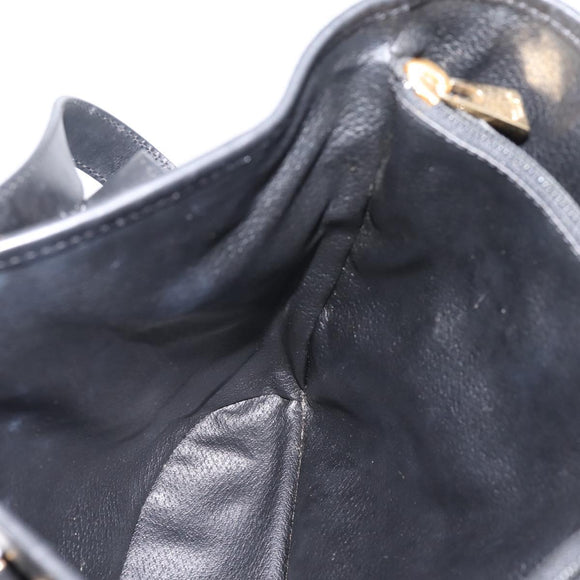 CELINE Macadam Canvas Tote Bag PVC Leather Black Gold Auth 208801V
