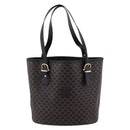 CELINE Macadam Canvas Tote Bag PVC Leather Black Gold Auth 208801V-2