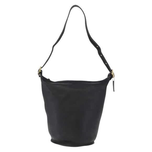 Coach Shoulder Bag Leather Black Gold Auth 208805A