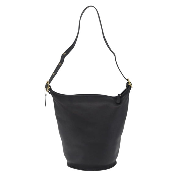 Coach Shoulder Bag Leather Black Gold Auth 208805A