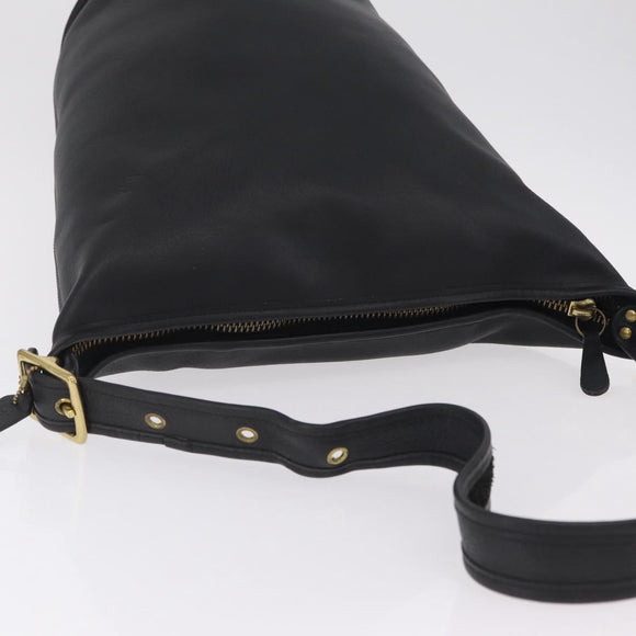 Coach Shoulder Bag Leather Black Gold Auth 208805A