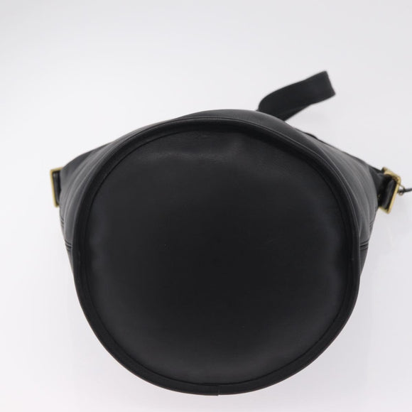 Coach Shoulder Bag Leather Black Gold Auth 208805A