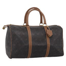 Christian Dior Honeycomb Canvas Boston Bag PVC Black Gold Auth 208806-1