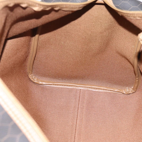 Christian Dior Honeycomb Canvas Boston Bag PVC Black Gold Auth 208806
