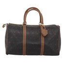 Christian Dior Honeycomb Canvas Boston Bag PVC Black Gold Auth 208806-2