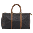 Christian Dior Honeycomb Canvas Boston Bag PVC Black Gold Auth 208806-3