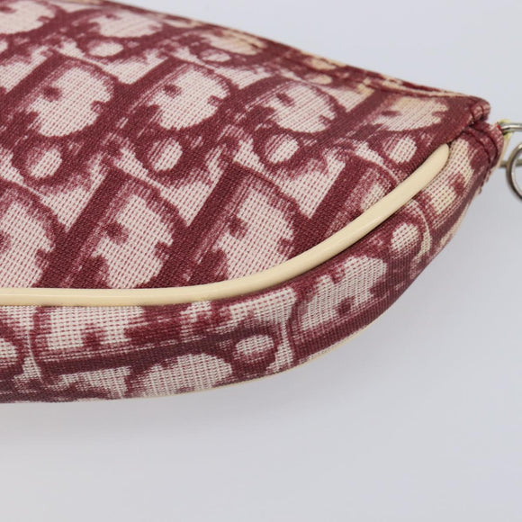 Christian Dior Trotter Canvas Saddle Pouch PVC Red Silver Auth 208809V