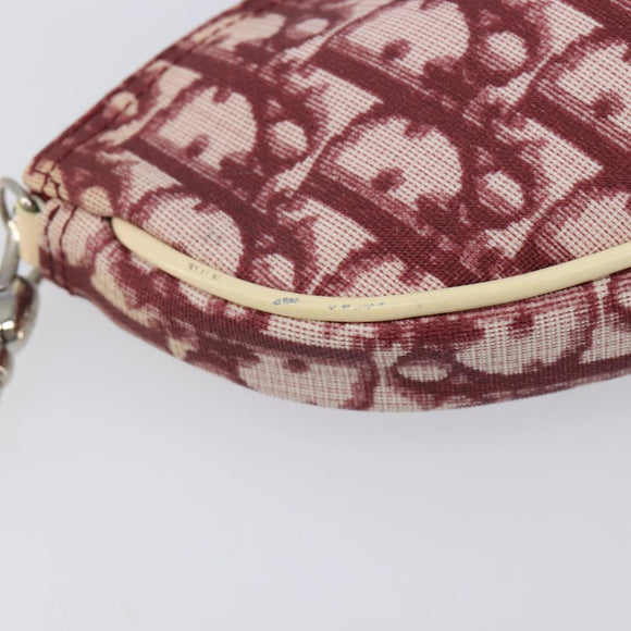 Christian Dior Trotter Canvas Saddle Pouch PVC Red Silver Auth 208809V