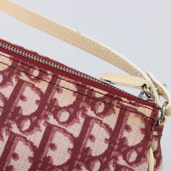Christian Dior Trotter Canvas Saddle Pouch PVC Red Silver Auth 208809V