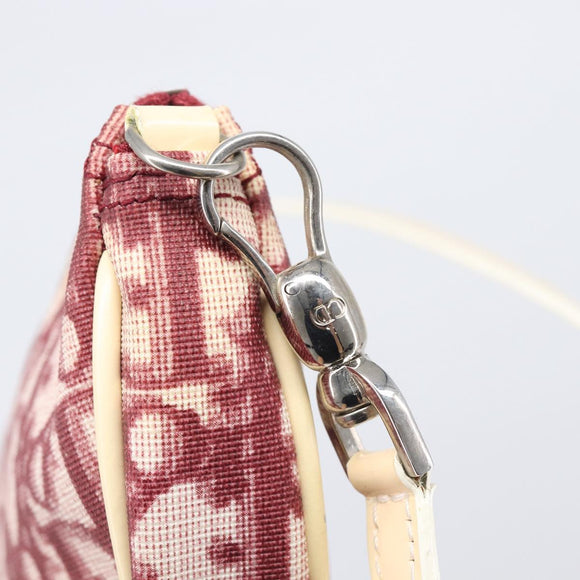 Christian Dior Trotter Canvas Saddle Pouch PVC Red Silver Auth 208809V