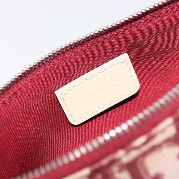 Christian Dior Trotter Canvas Saddle Pouch PVC Red Silver Auth 208809V
