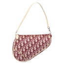Christian Dior Trotter Canvas Saddle Pouch PVC Red Silver Auth 208809V-2
