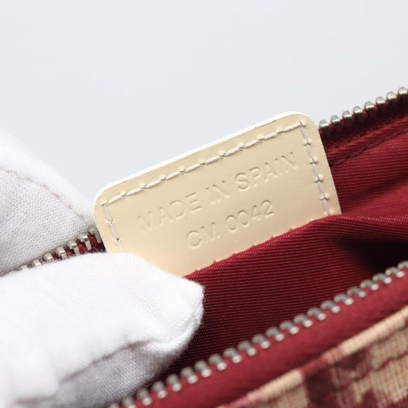 Christian Dior Trotter Canvas Saddle Pouch PVC Red Silver Auth 208809V