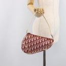 Christian Dior Trotter Canvas Saddle Pouch PVC Red Silver Auth 208809V-23