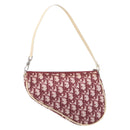 Christian Dior Trotter Canvas Saddle Pouch PVC Red Silver Auth 208809V-3