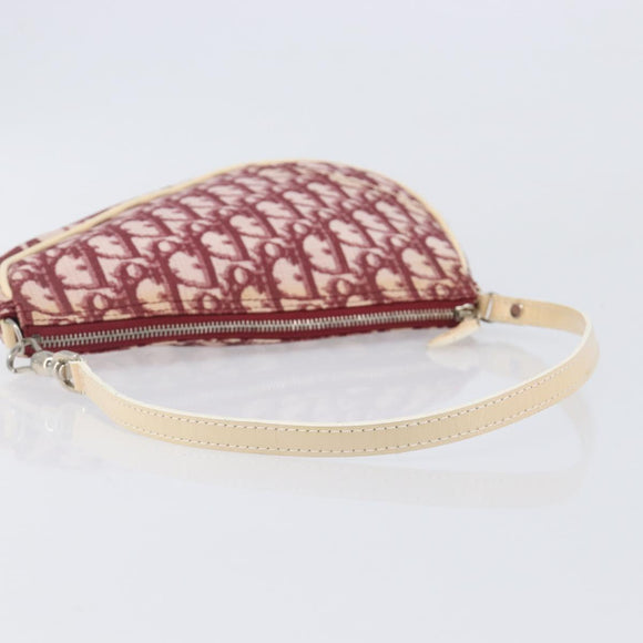 Christian Dior Trotter Canvas Saddle Pouch PVC Red Silver Auth 208809V