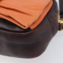 PRADA Shoulder Bag Leather Brown Gold Auth 208810-18