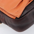 PRADA Shoulder Bag Leather Brown Gold Auth 208810-19