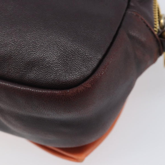 PRADA Shoulder Bag Leather Brown Gold Auth 208810