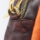 PRADA Shoulder Bag Leather Brown Gold Auth 208810-9