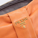 PRADA Shoulder Bag Leather Brown Gold Auth 208810-23