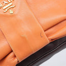 PRADA Shoulder Bag Leather Brown Gold Auth 208810-10