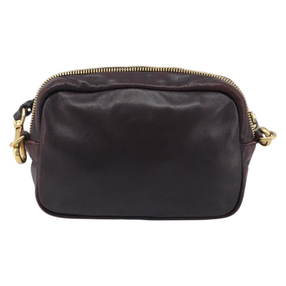 PRADA Shoulder Bag Leather Brown Gold Auth 208810