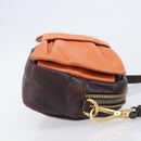 PRADA Shoulder Bag Leather Brown Gold Auth 208810-3