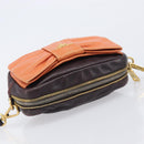 PRADA Shoulder Bag Leather Brown Gold Auth 208810-14