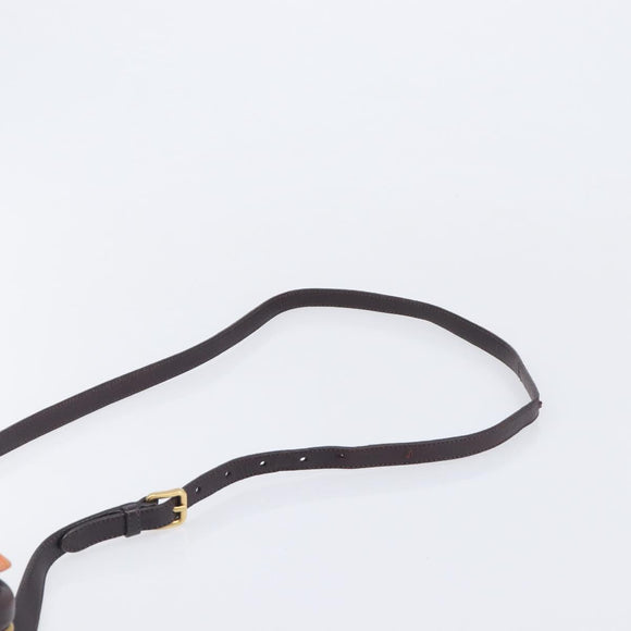 PRADA Shoulder Bag Leather Brown Gold Auth 208810