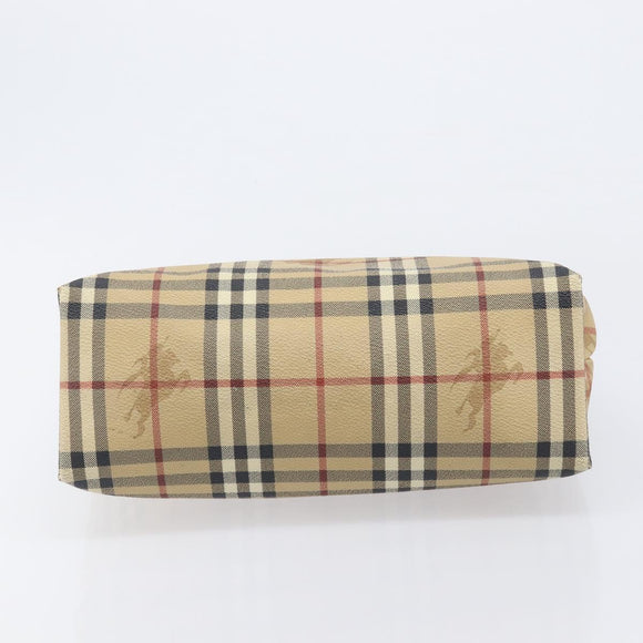 BURBERRY Nova Check Hand Bag PVC Beige Auth 208811A