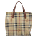 BURBERRY Nova Check Hand Bag PVC Beige Auth 208811A-2