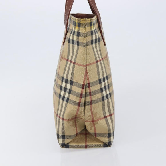 BURBERRY Nova Check Hand Bag PVC Beige Auth 208811A