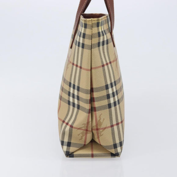 BURBERRY Nova Check Hand Bag PVC Beige Auth 208811A