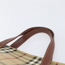BURBERRY Nova Check Hand Bag PVC Beige Auth 208811A-14