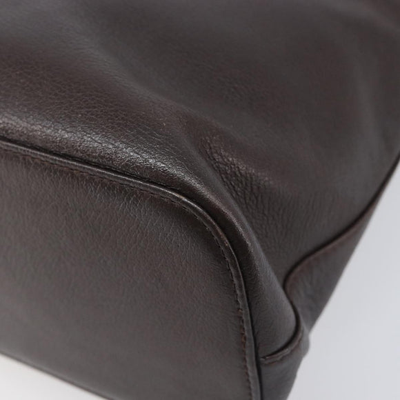 BURBERRY Shoulder Bag Leather Dark Brown Gold Auth 208812A