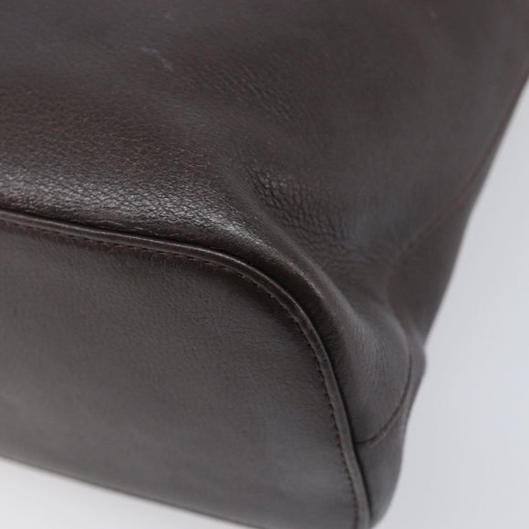 BURBERRY Shoulder Bag Leather Dark Brown Gold Auth 208812A