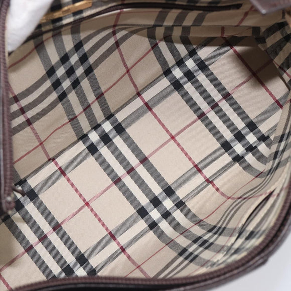 BURBERRY Shoulder Bag Leather Dark Brown Gold Auth 208812A